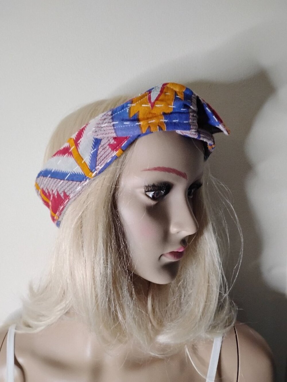 Kantha Wire Headband Royal Blue Red Yellow Versatile Handmade Boho New KWH21.